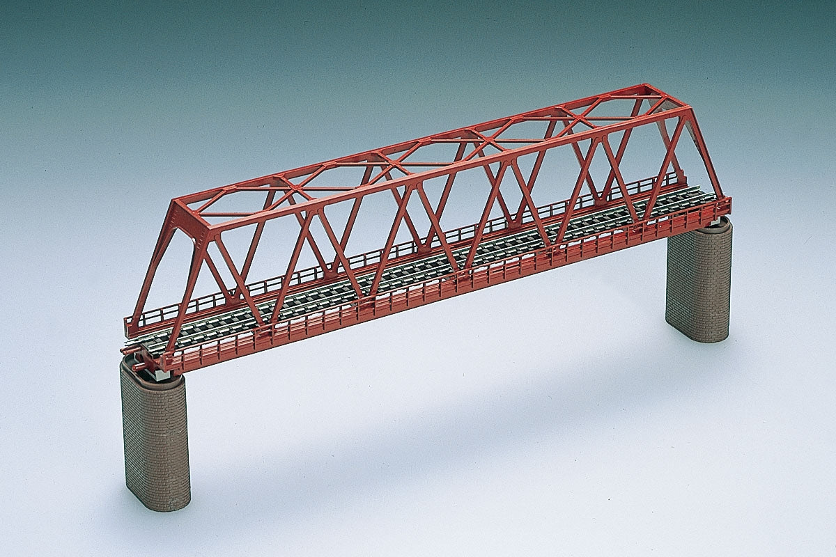 Tomix 3031 Single-track truss iron bridge (F) (red) (with brick piers, 2 piers)