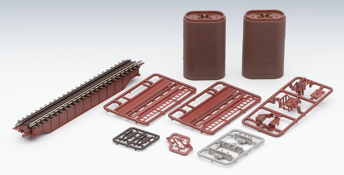 Tomix 3255 Above-level girder bridge S140(F) (red) (with 2 brick piers)